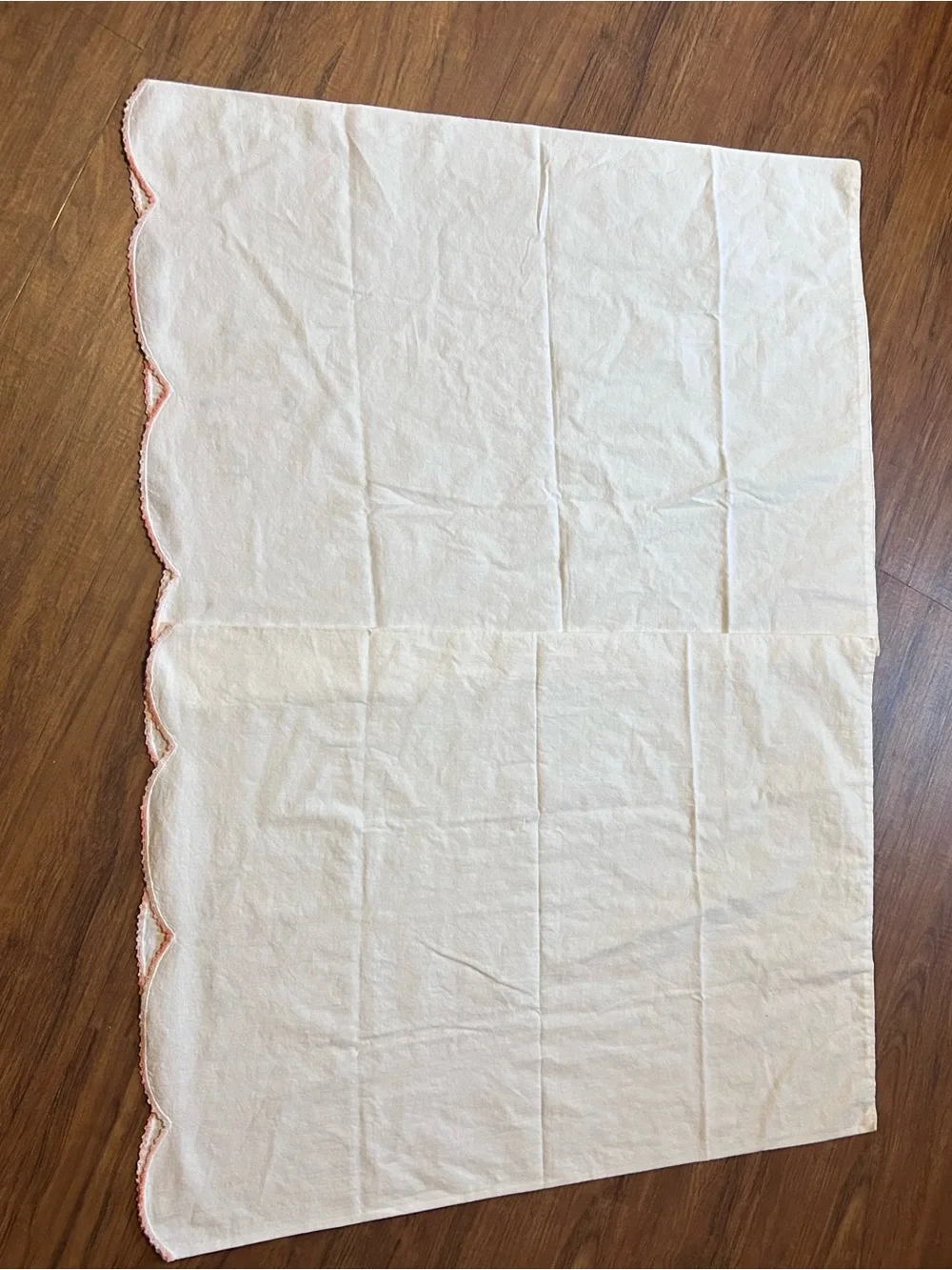 Vintage White Pillowcase Pair with Pink Embroidery and Floral Accents